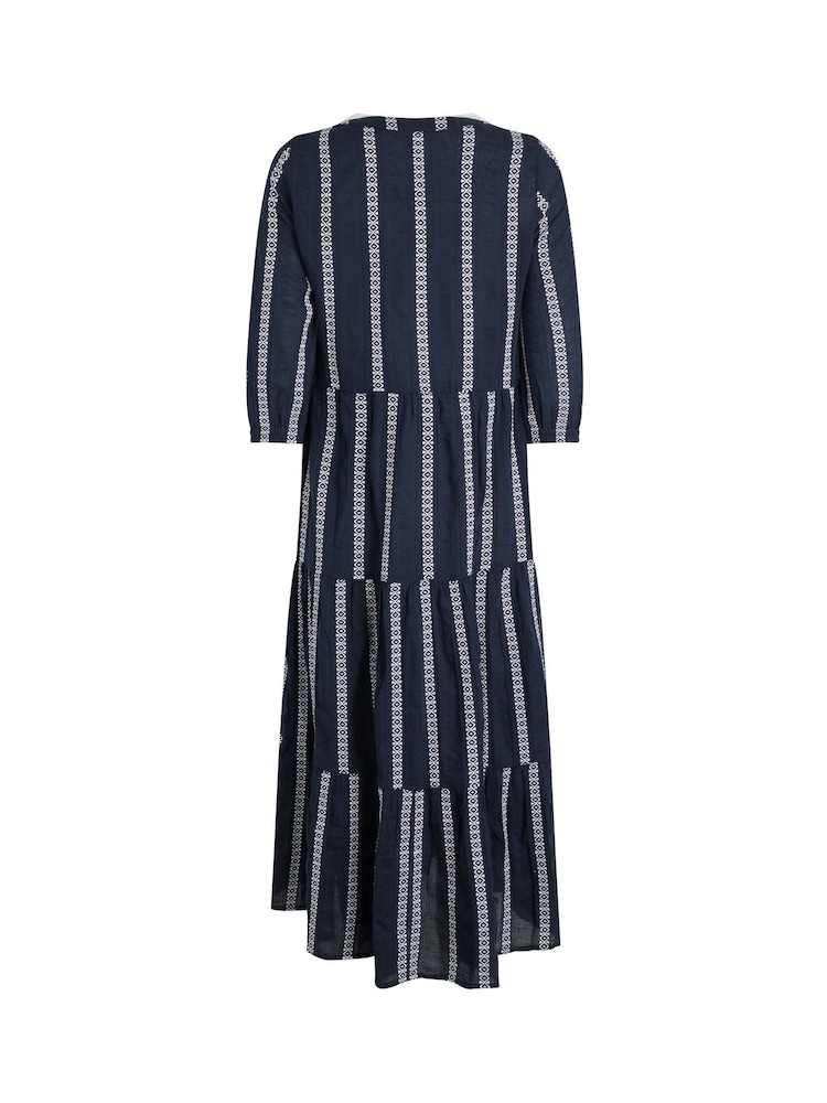 Weird Fish Blue Emmy Striped Woven 100% Cotton Dress - Image 8 of 8