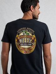 Черный - Weird Fish Beer Guzzling Heritage Wash Artist 100% Cotton T-Shirt - Image 1 of 6