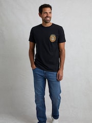 Черный - Weird Fish Beer Guzzling Heritage Wash Artist 100% Cotton T-Shirt - Image 2 of 6