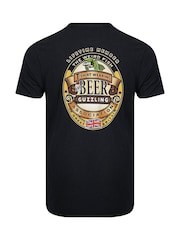 Черный - Weird Fish Beer Guzzling Heritage Wash Artist 100% Cotton T-Shirt - Image 6 of 6