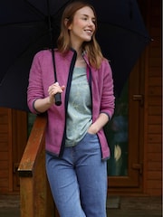 Weird Fish Red Ariana Full Zip Grid Fleece Top - Image 1 of 7