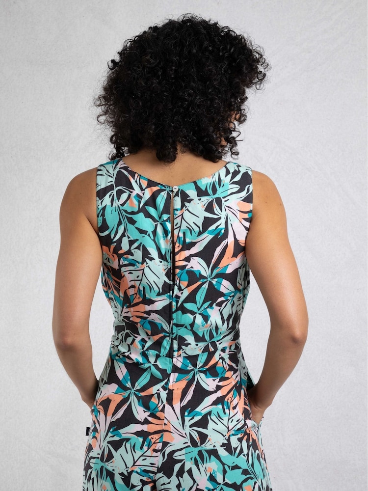 Weird Fish Blue Nalani Viscose Printed Jumpsuit - Image 4 of 9