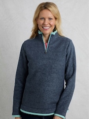 Weird Fish Blue Beye 1/4 Zip Grid Fleece - Image 1 of 6