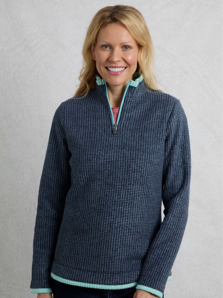 Weird Fish Blue Beye 1/4 Zip Grid Fleece - Image 1 of 6