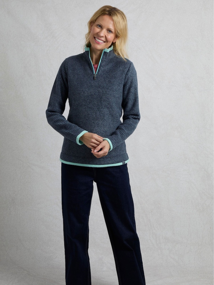 Weird Fish Blue Beye 1/4 Zip Grid Fleece - Image 3 of 6