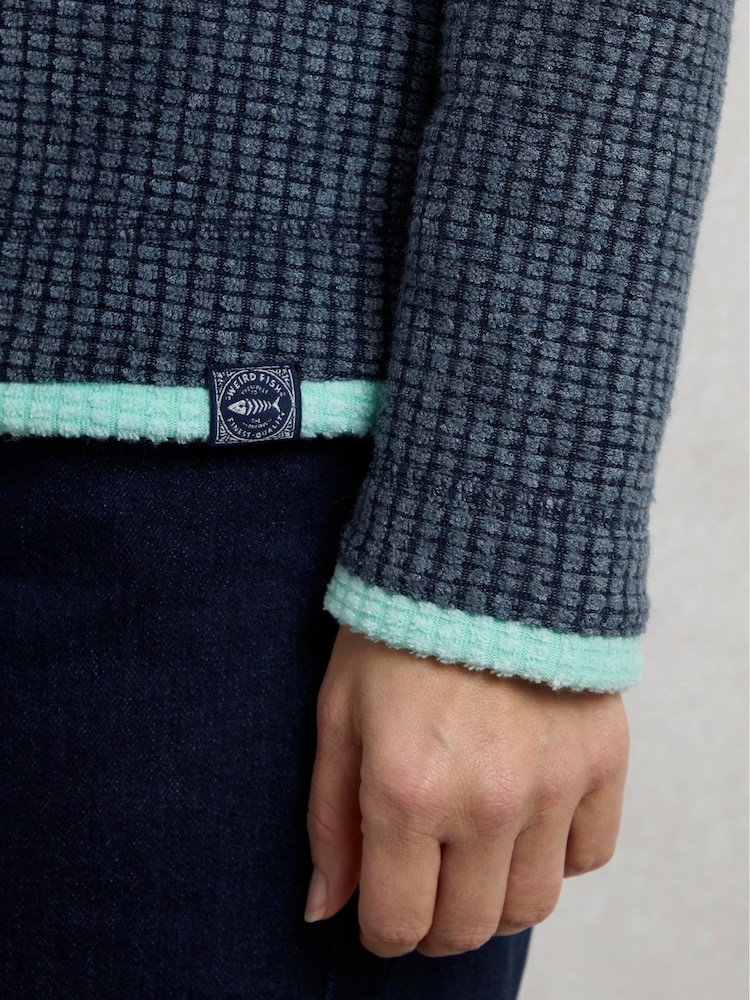 Weird Fish Blue Beye 1/4 Zip Grid Fleece - Image 5 of 6
