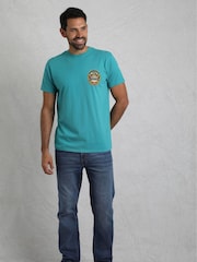 Зеленый - Weird Fish Beer Guzzling Heritage Wash Artist 100% Cotton T-Shirt - Image 3 of 6