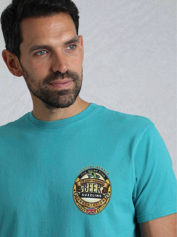 Weird Fish Green Beer Guzzling Heritage Wash Artist 100% Cotton T-Shirt - Image 4 of 6