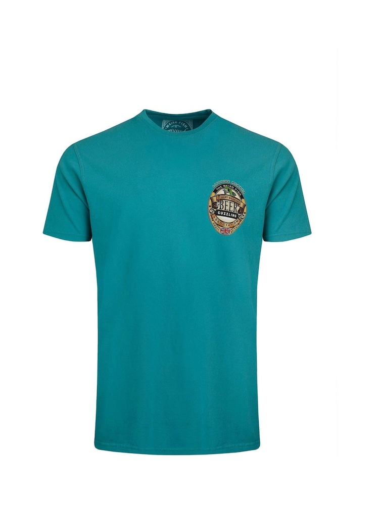 Weird Fish Green Beer Guzzling Heritage Wash Artist 100% Cotton T-Shirt - Image 5 of 6