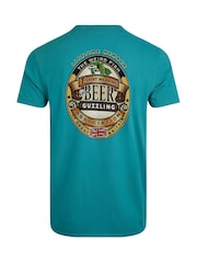 Зеленый - Weird Fish Beer Guzzling Heritage Wash Artist 100% Cotton T-Shirt - Image 6 of 6