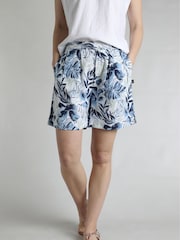 Weird Fish Blue Aloha Linen Rich Printed Shorts - Image 1 of 1