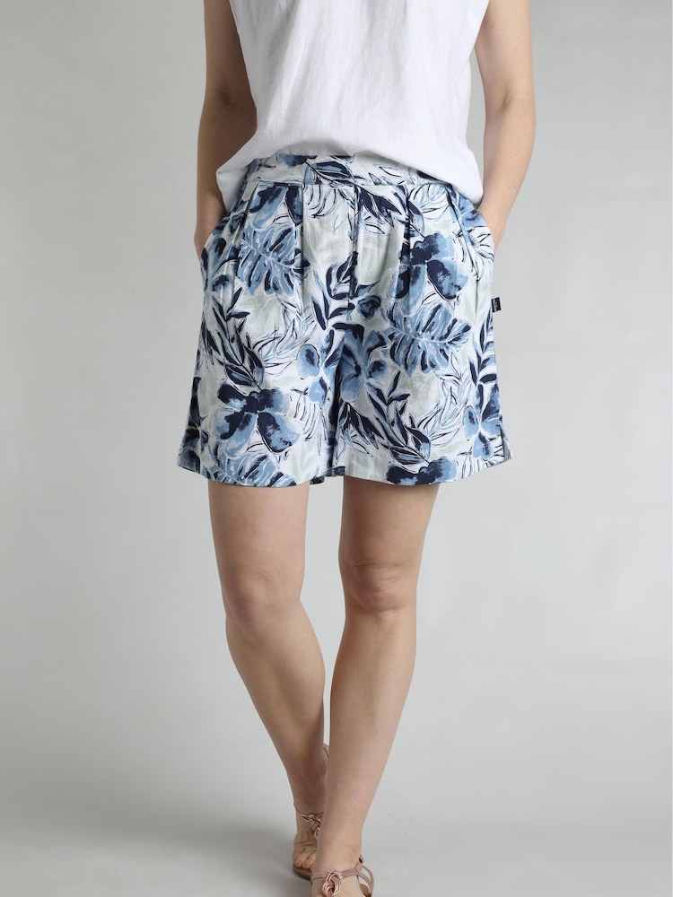 Weird Fish Blue Aloha Linen Rich Printed Shorts - Image 1 of 1