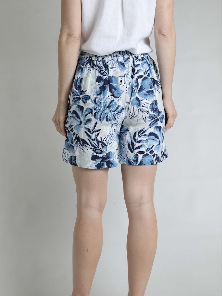 Weird Fish Blue Aloha Linen Rich Printed Shorts - Image 2 of 6