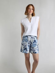 Weird Fish Blue Aloha Linen Rich Printed Shorts - Image 4 of 6