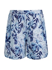 Weird Fish Blue Aloha Linen Rich Printed Shorts - Image 5 of 6