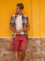 Weird Fish Red Rigney Cargo Shorts - Image 1 of 8