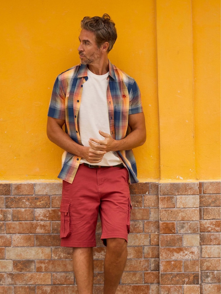 Weird Fish Red Rigney Cargo Shorts - Image 1 of 8