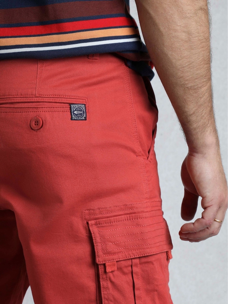 Weird Fish Red Rigney Cargo Shorts - Image 6 of 8