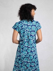 Weird Fish Blue Suffolks 100% Cotton Printed Jersey Dress - Image 2 of 7