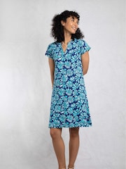 Weird Fish Blue Suffolks 100% Cotton Printed Jersey Dress - Image 4 of 7
