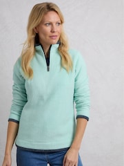 Weird Fish Green Beye 1/4 Zip Grid Fleece - Image 1 of 5