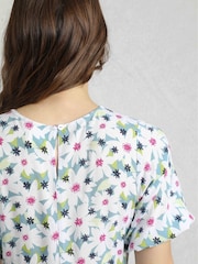Weird Fish Blue Everly Viscose Printed Tea Dress - Image 4 of 7