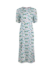 Weird Fish Blue Everly Viscose Printed Tea Dress - Image 6 of 7