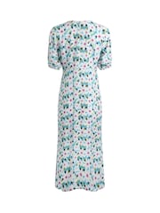 Weird Fish Blue Everly Viscose Printed Tea Dress - Image 7 of 7