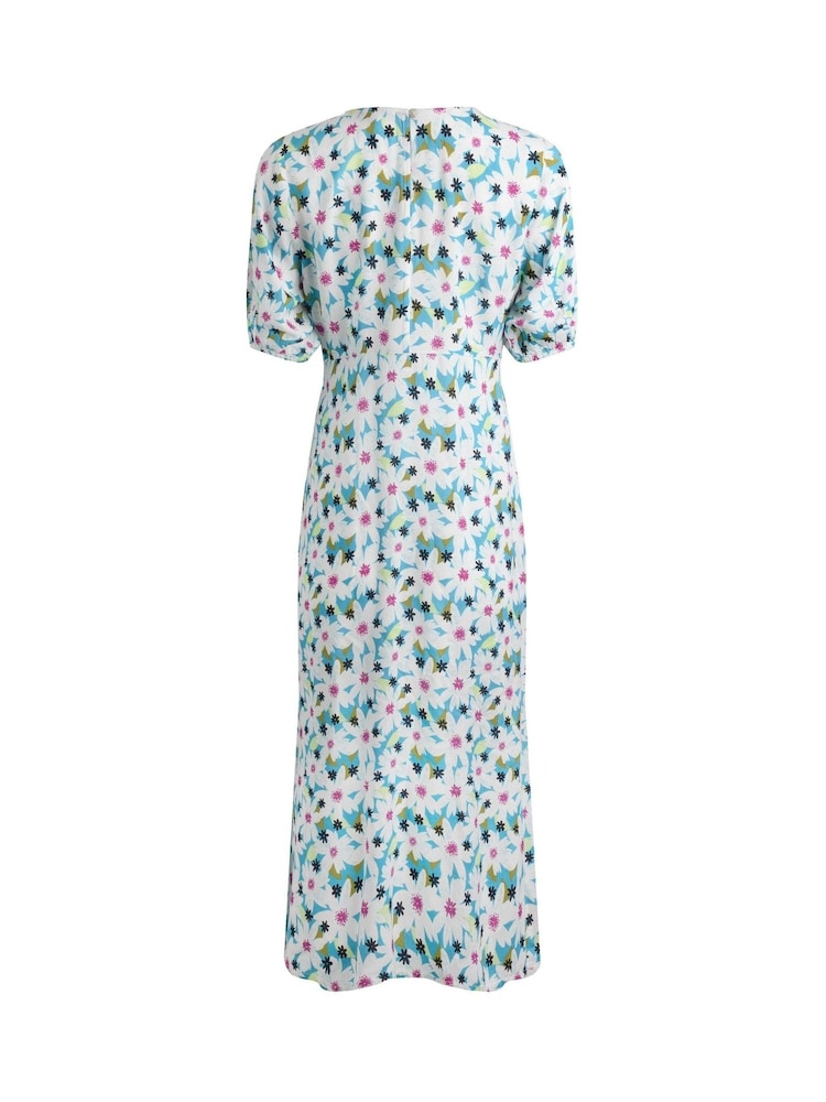 Weird Fish Blue Everly Viscose Printed Tea Dress - Image 7 of 7