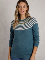 Weird Fish Blue Sinatra Patterned Jumper - Image 1 of 7