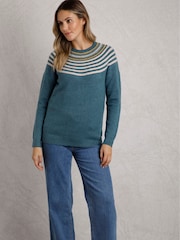 Weird Fish Blue Sinatra Patterned Jumper - Image 4 of 7