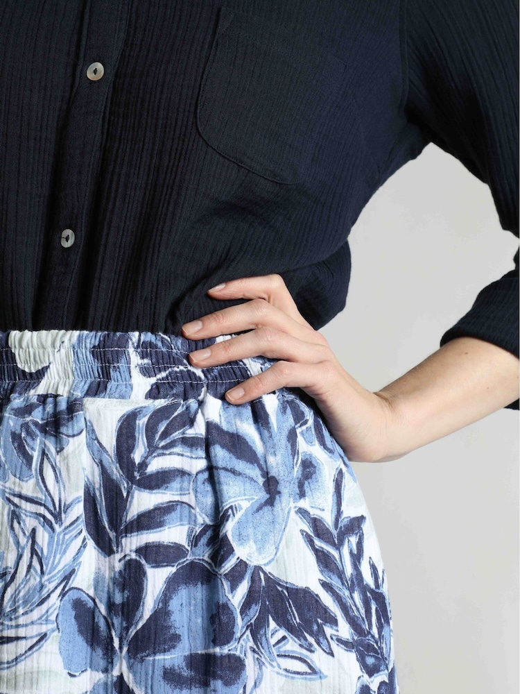 Weird Fish Blue Harini 100% Cotton Doublecloth Midi Tiered Skirt - Image 4 of 6
