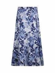 Weird Fish Blue Harini 100% Cotton Doublecloth Midi Tiered Skirt - Image 6 of 6