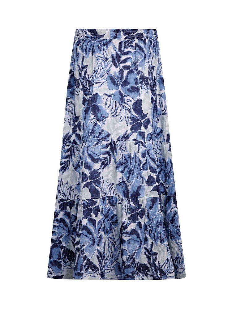 Weird Fish Blue Harini 100% Cotton Doublecloth Midi Tiered Skirt - Image 6 of 6 Weird Fish Blue Harini 100% Cotton Doublecloth Midi Tiered Skirt - Image 6 of 6