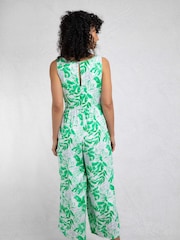 Weird Fish Green Padra Eco Linen Rich Printed Jumpsuit - Image 2 of 6