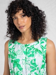 Weird Fish Green Padra Eco Linen Rich Printed Jumpsuit - Image 4 of 6