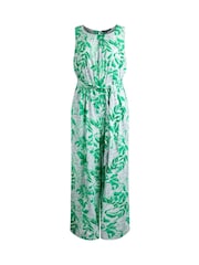 Weird Fish Green Padra Eco Linen Rich Printed Jumpsuit - Image 5 of 6