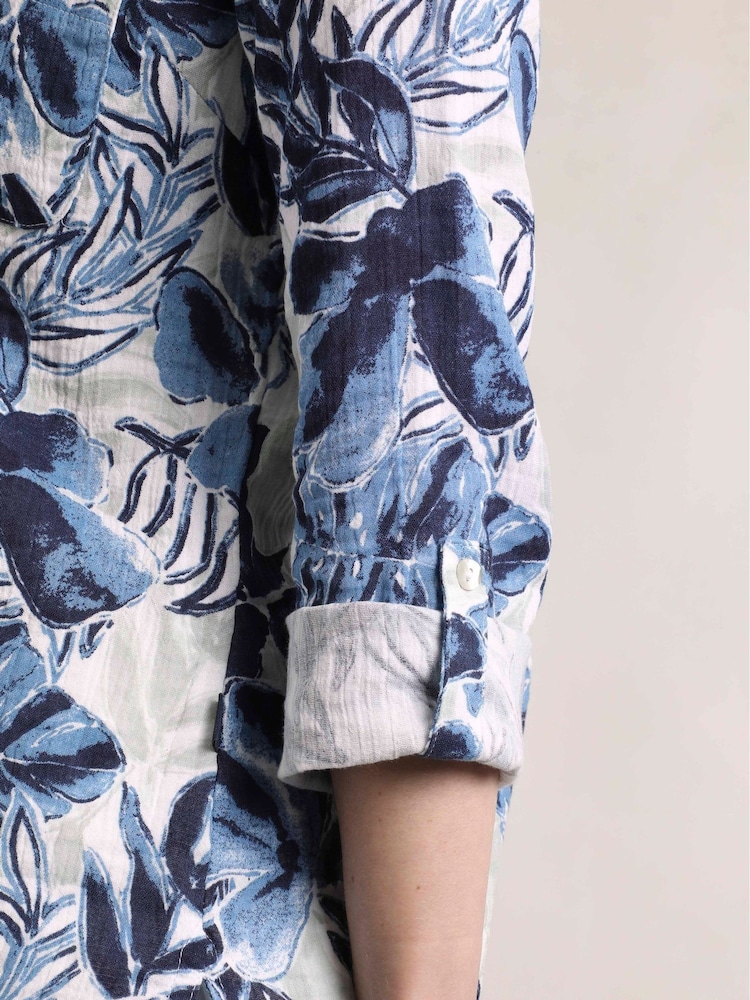 Weird Fish Blue Syona 100% Organic Cotton Doublecloth Printed Shirt - Image 10 of 10