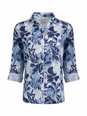 Weird Fish Blue Syona Cotton Doublecloth Printed Shirt - Image 10 of 10