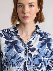 Weird Fish Blue Syona 100% Organic Cotton Doublecloth Printed Shirt - Image 4 of 10