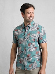 أزرق - Weird Fish Faraway 100% Cotton Short Sleeve Printed Shirt - صورة 1 من 7