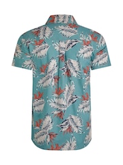 أزرق - Weird Fish Faraway 100% Cotton Short Sleeve Printed Shirt - صورة 7 من 7