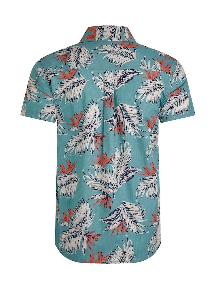 أزرق - Weird Fish Faraway 100% Cotton Short Sleeve Printed Shirt - صورة 7 من 7