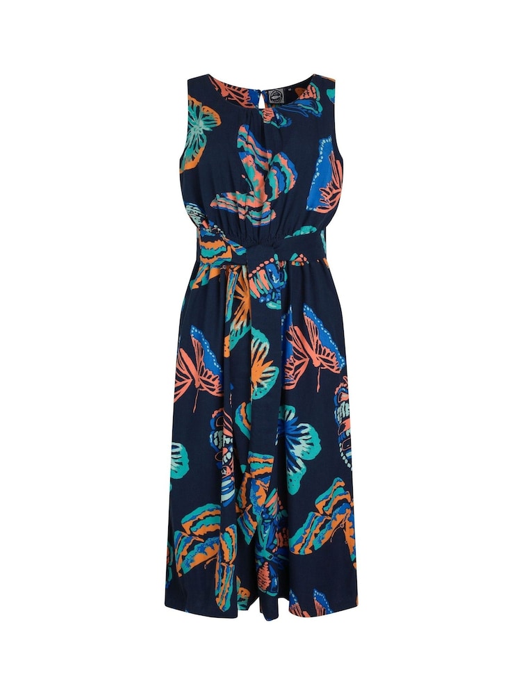 Weird Fish Navy Blue Nalani Viscose Printed Jumpsuit - Image 6 of 7