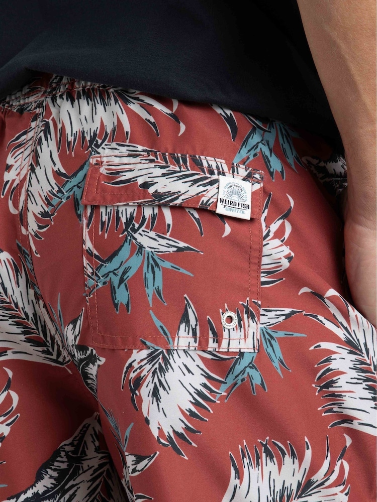 Weird Fish Brown Belukha Printed Swim Shorts - Image 3 of 7