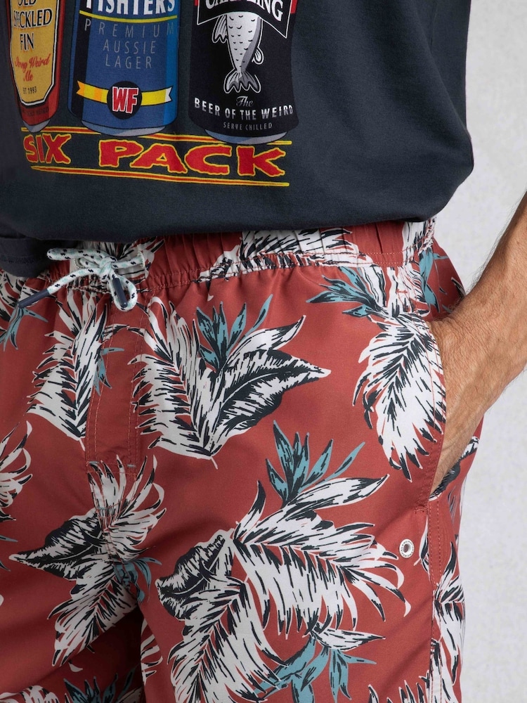 Weird Fish Brown Belukha Printed Swim Shorts - Image 4 of 7