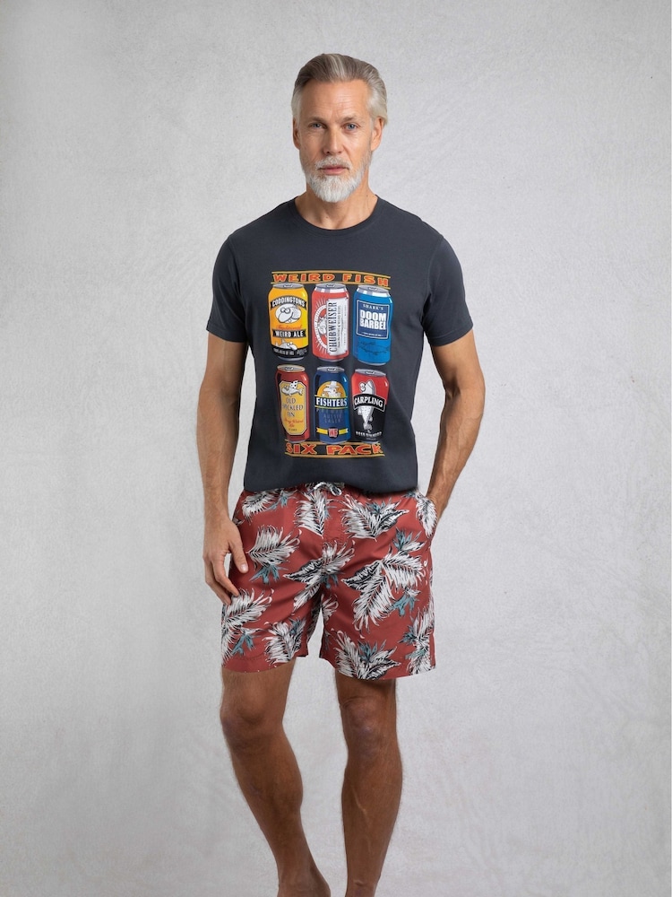 Weird Fish Brown Belukha Printed Swim Shorts - Image 5 of 7