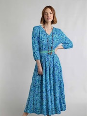 Weird Fish Blue Himanshee Viscose Slub Printed Dress - Image 2 of 7