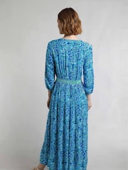 Weird Fish Blue Himanshee Viscose Slub Printed Dress - Image 3 of 7