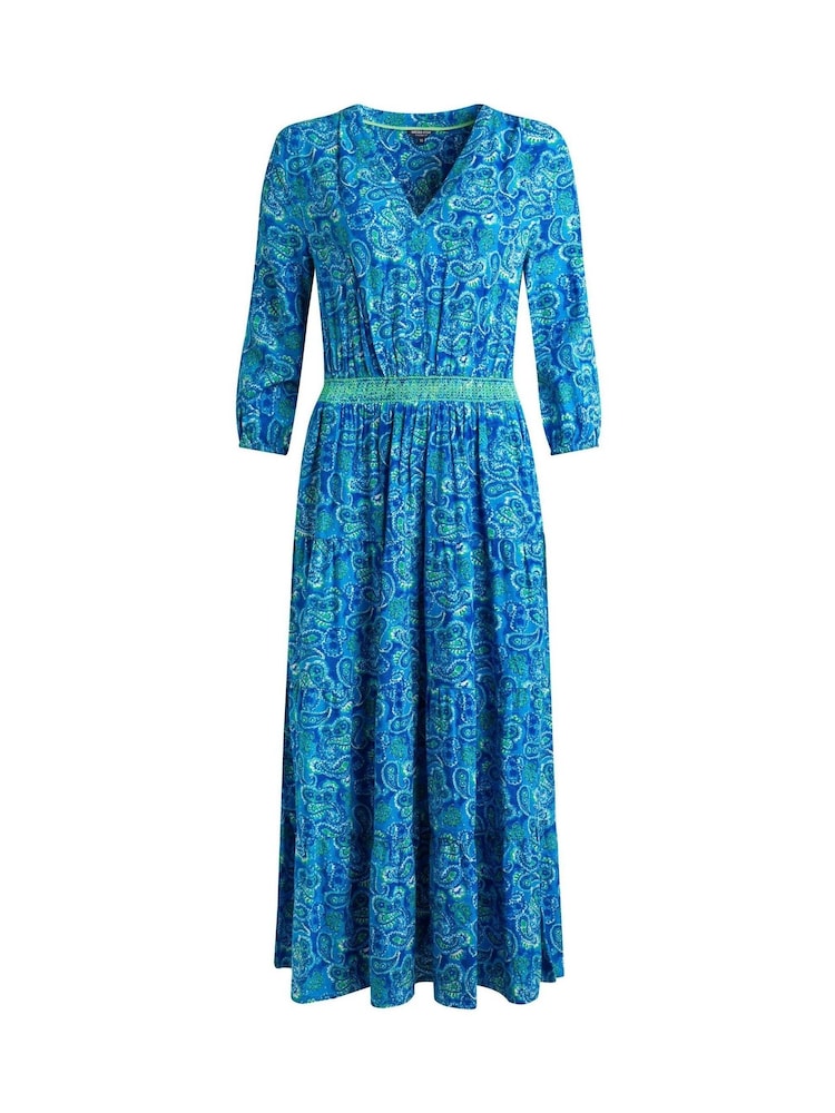 Weird Fish Blue Himanshee Viscose Slub Printed Dress - Image 6 of 7